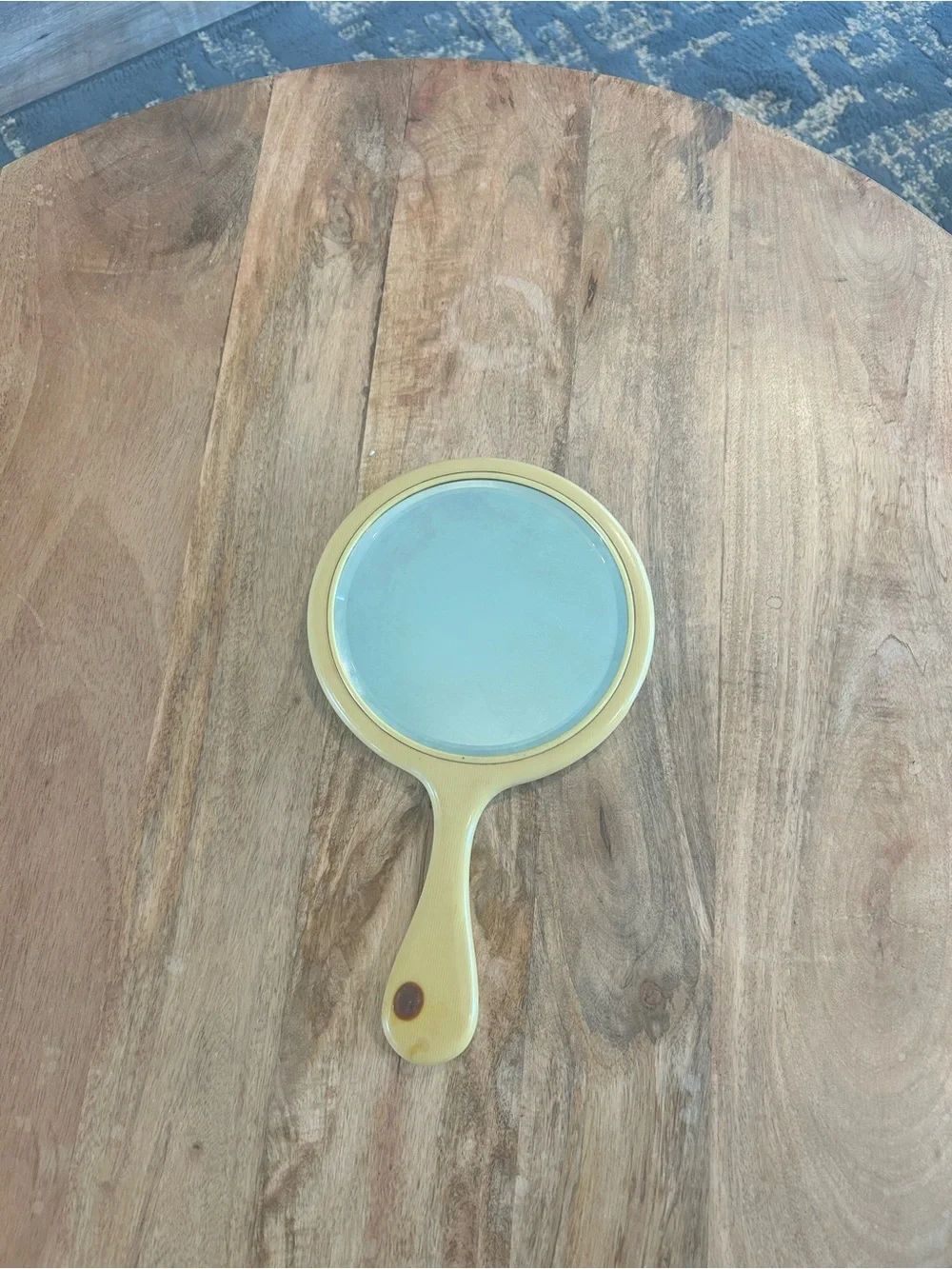 Vintage Bakelite Hand Vanity Mirror Beveled Glass